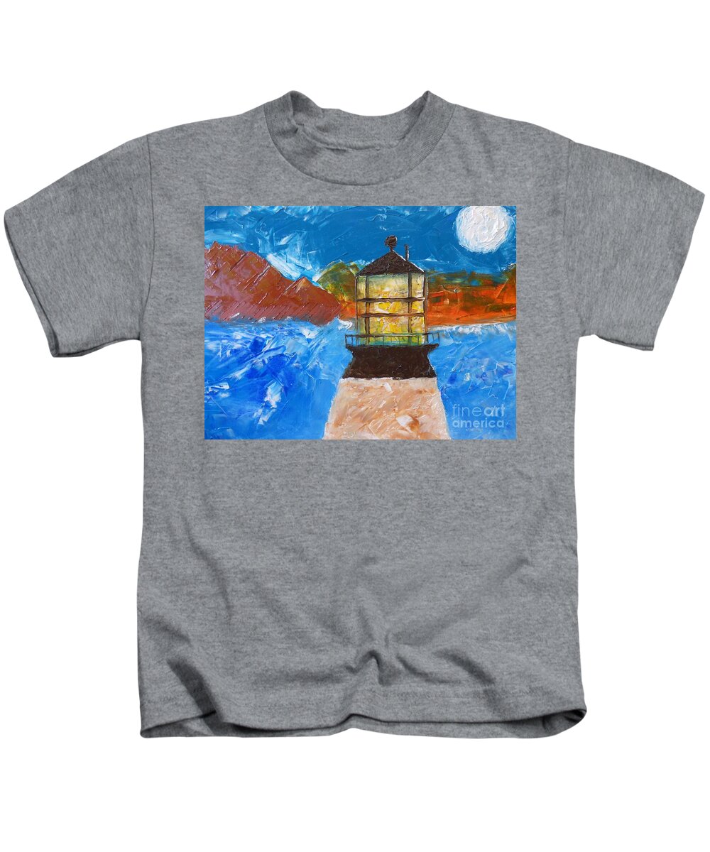 Lighthouse Kids T-Shirt featuring the painting Tonight's Adventure by Bill King