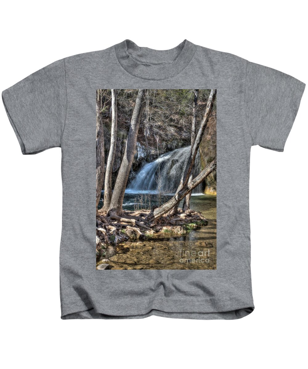 Nature Water Flow Falls Reflections Rocks Boulders Cliffs Caves Trees Plants Landscape Beauty Outdoors Northern Arizona Thomas Todd Photography Hdr Kids T-Shirt featuring the photograph Trail End Beauty by Thomas Todd