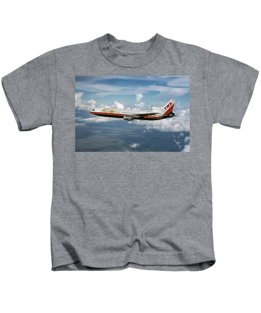 Trans World Airlines Kids T-Shirt featuring the mixed media Trans World Airlines L-1011 TriStar by Erik Simonsen