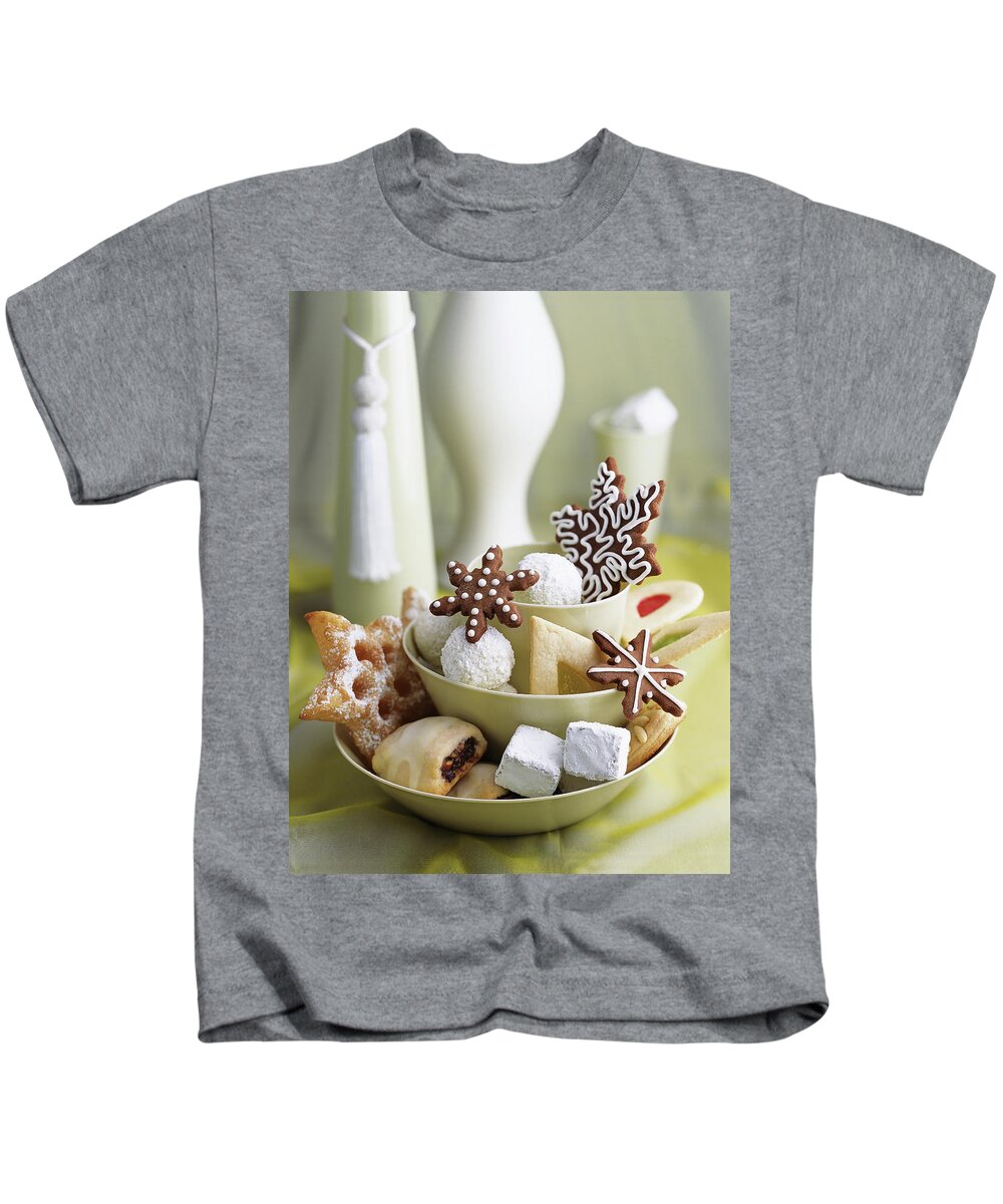 #new2022 Kids T-Shirt featuring the photograph Tray Of Christmas Cookies by Romulo Yanes