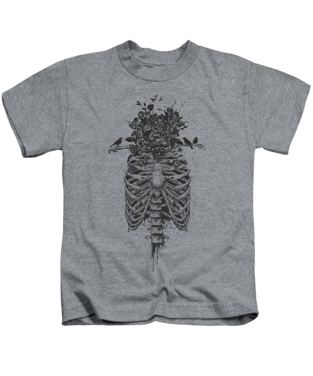 Skeleton Kids T-Shirt featuring the drawing Tree of life by Balazs Solti