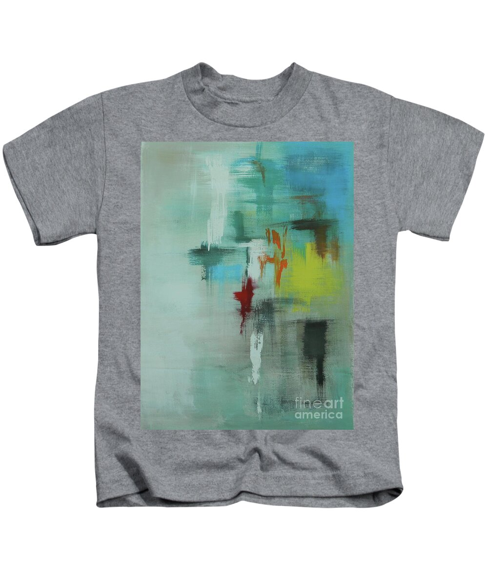 Caribbean Abstract Art Kids T-Shirt featuring the painting True Colors by Kenneth Harris