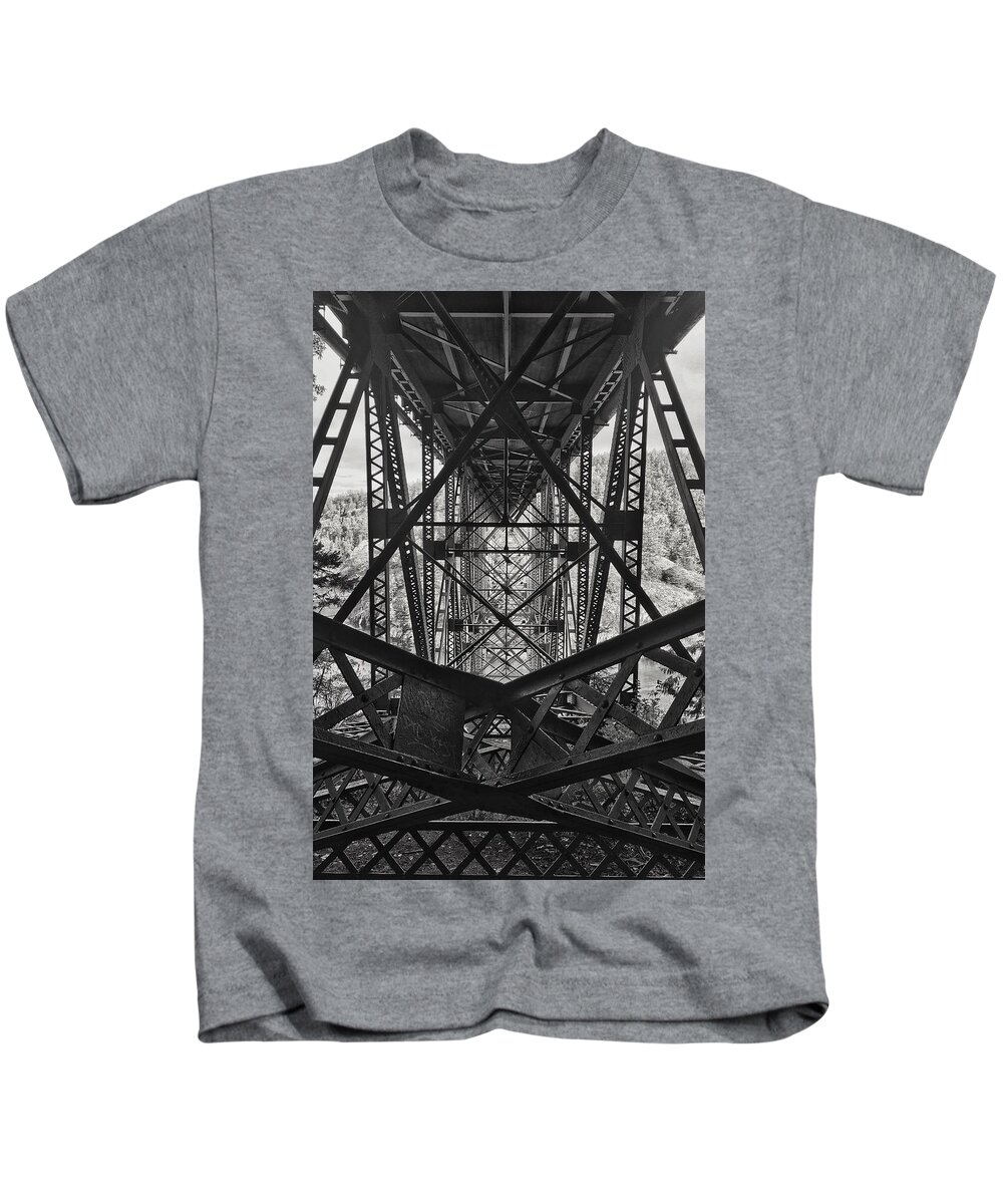 Bridge Kids T-Shirt featuring the photograph Under the Bridge by Jerry Abbott