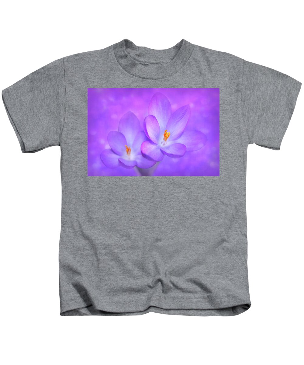 Purple Kids T-Shirt featuring the photograph Unison by Iryna Goodall