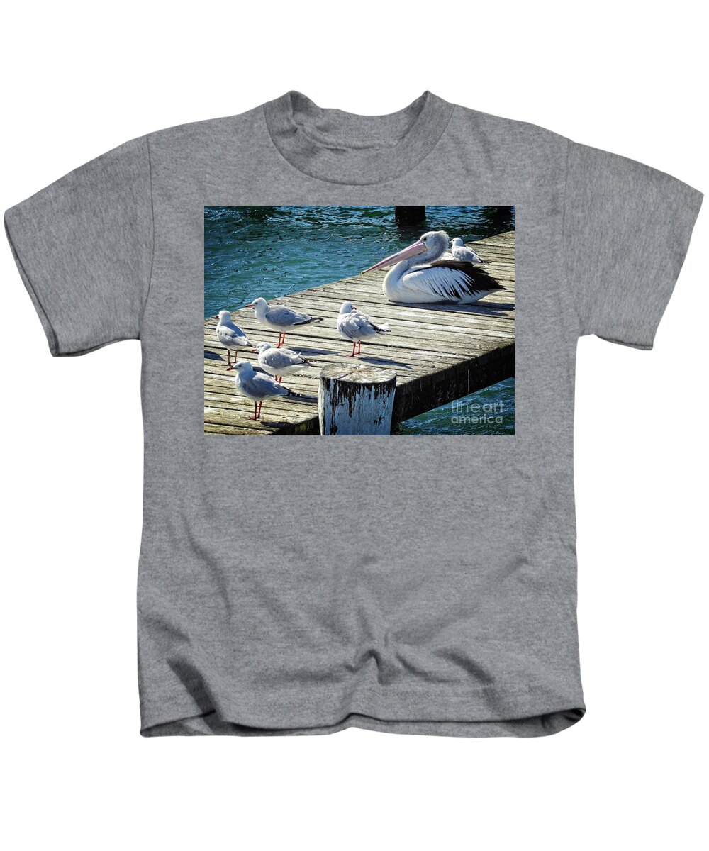 Seagull Kids T-Shirt featuring the photograph Waiting for a Feed by Fran Woods
