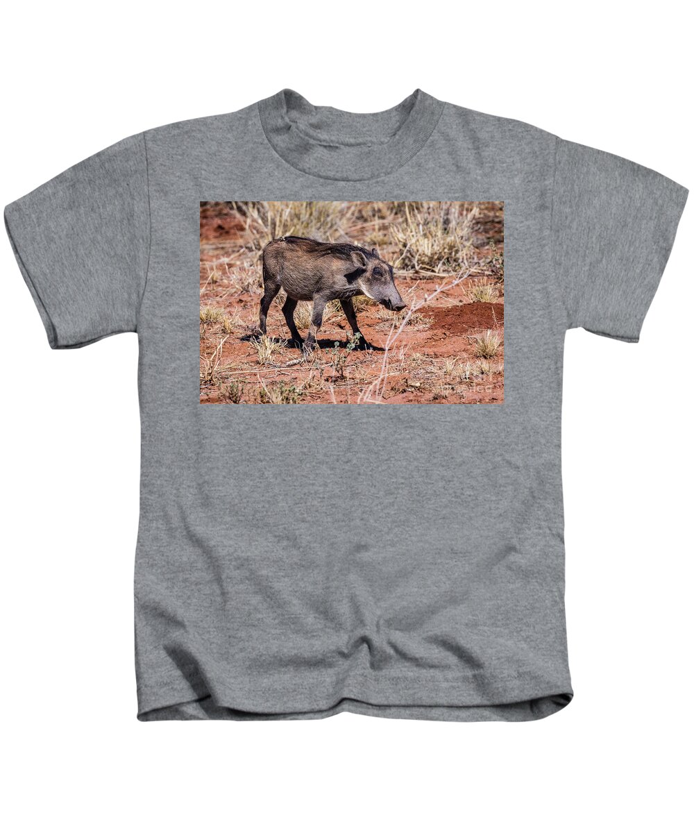 Warthog Kids T-Shirt featuring the photograph Warthog, Namibia by Lyl Dil Creations