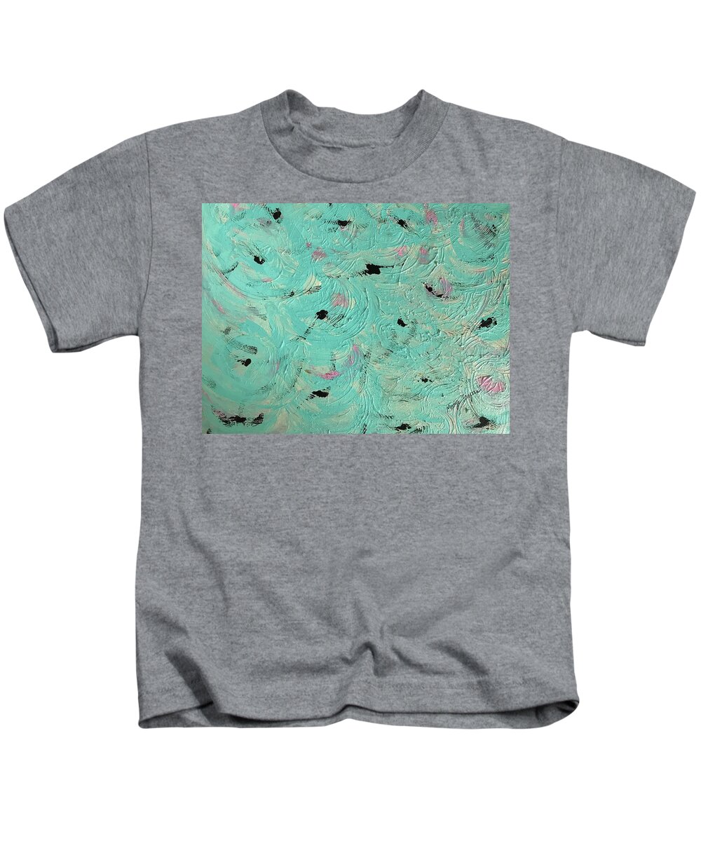 Game Water Sea Sun Turquoise Kids T-Shirt featuring the painting Water Game by Medge Jaspan