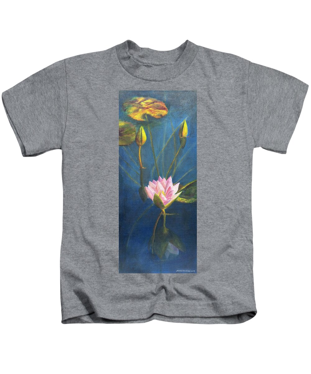 Flower Kids T-Shirt featuring the painting Water Lily by Nancy Strahinic
