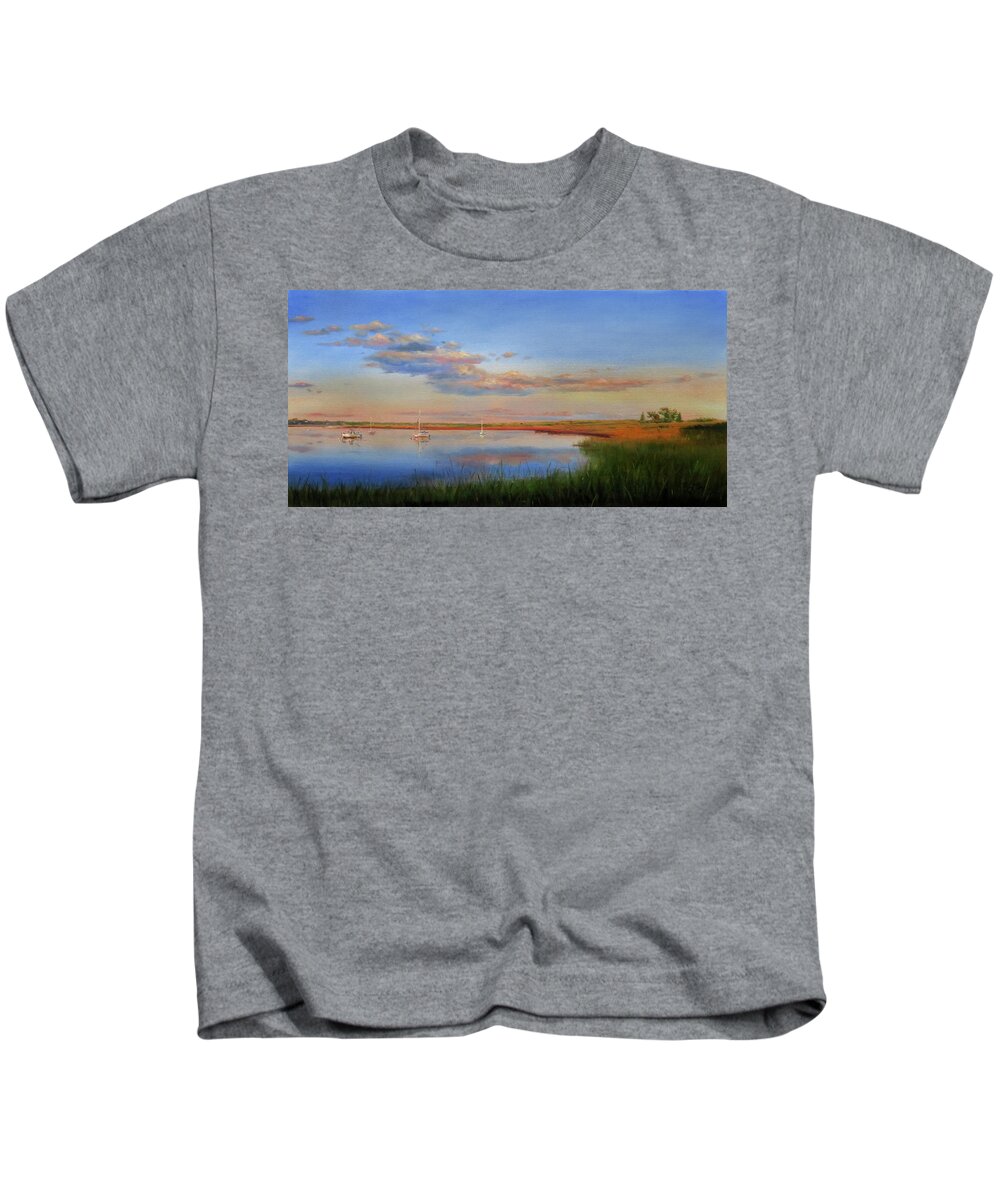 Cape Cod Kids T-Shirt featuring the painting West Bay Landing, Osterville by Jonathan Gladding
