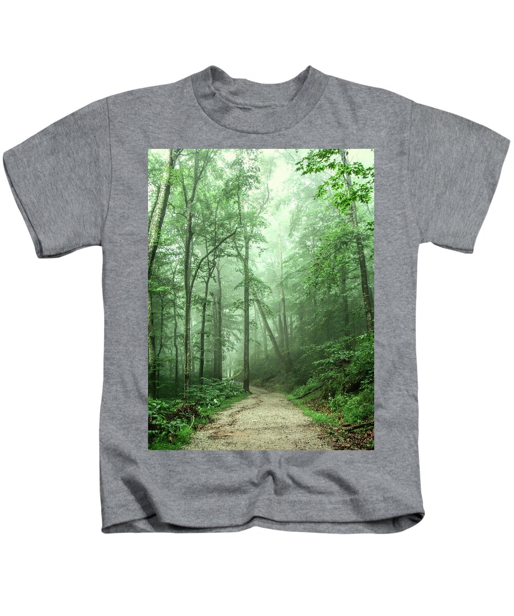Woods Kids T-Shirt featuring the photograph Whispering Woods by Susan Hope Finley