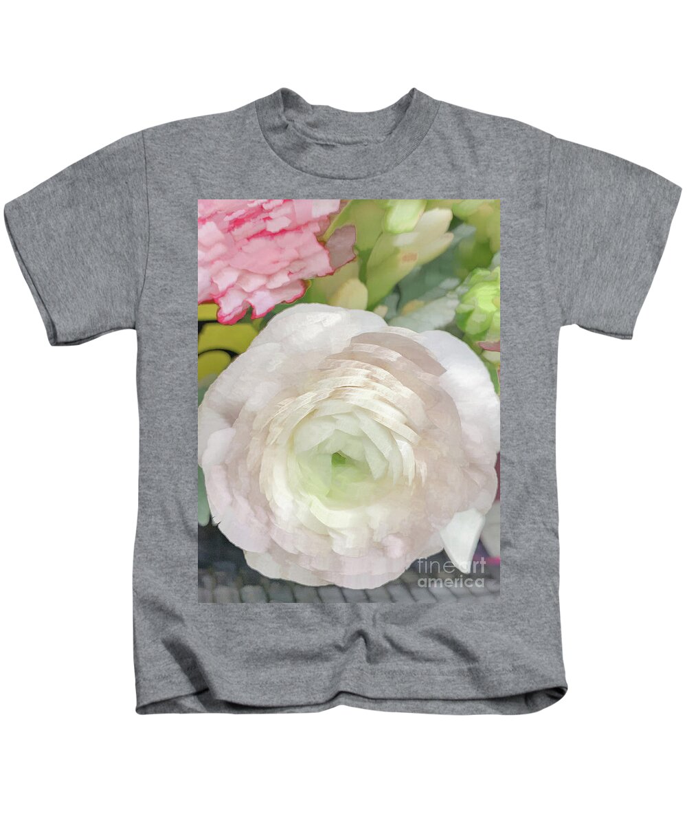 Abstract Kids T-Shirt featuring the photograph White rose pastel by Phillip Rubino