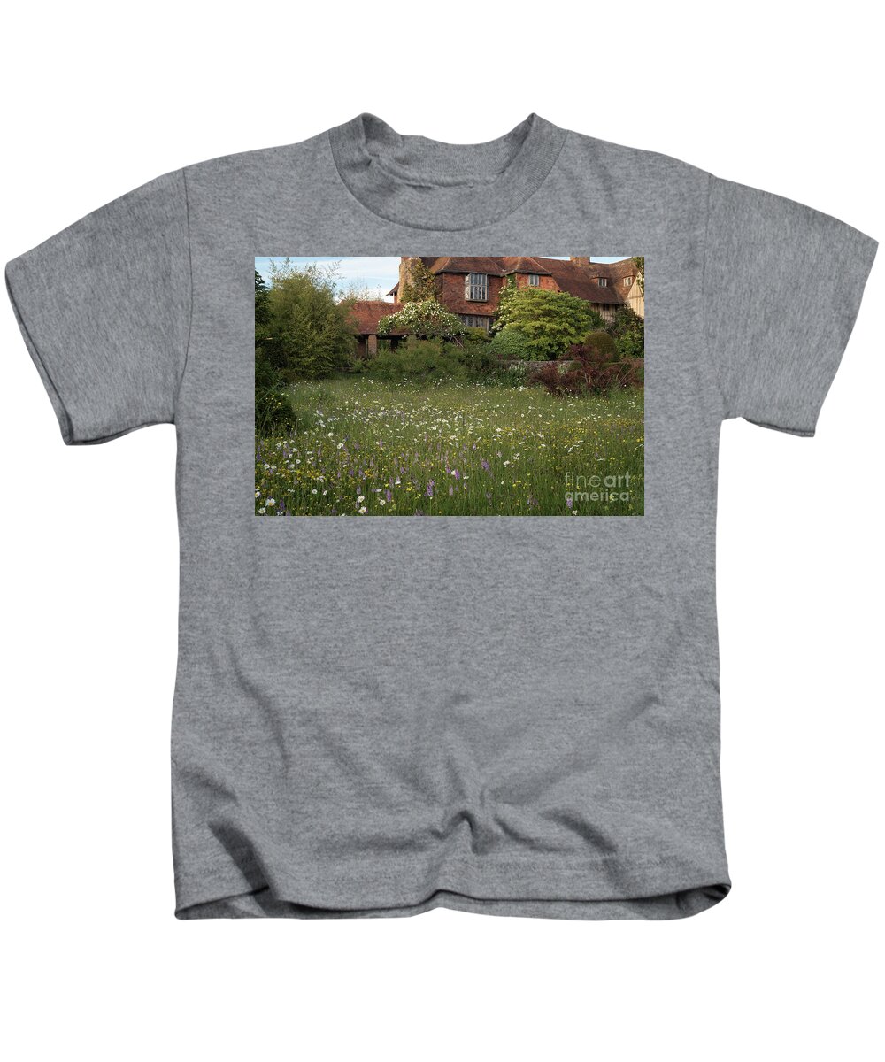 Wildflower Kids T-Shirt featuring the photograph Wildflower Meadow, Great Dixter by Perry Rodriguez