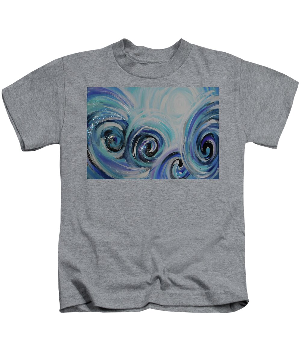 Abstract Kids T-Shirt featuring the painting Winter Winds by Karen Mesaros