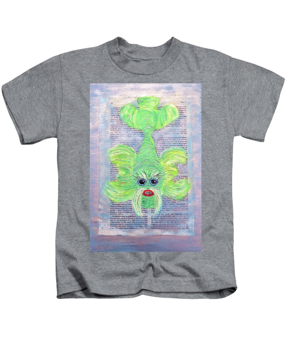 Green Kids T-Shirt featuring the painting Wisdom by Misty Morehead