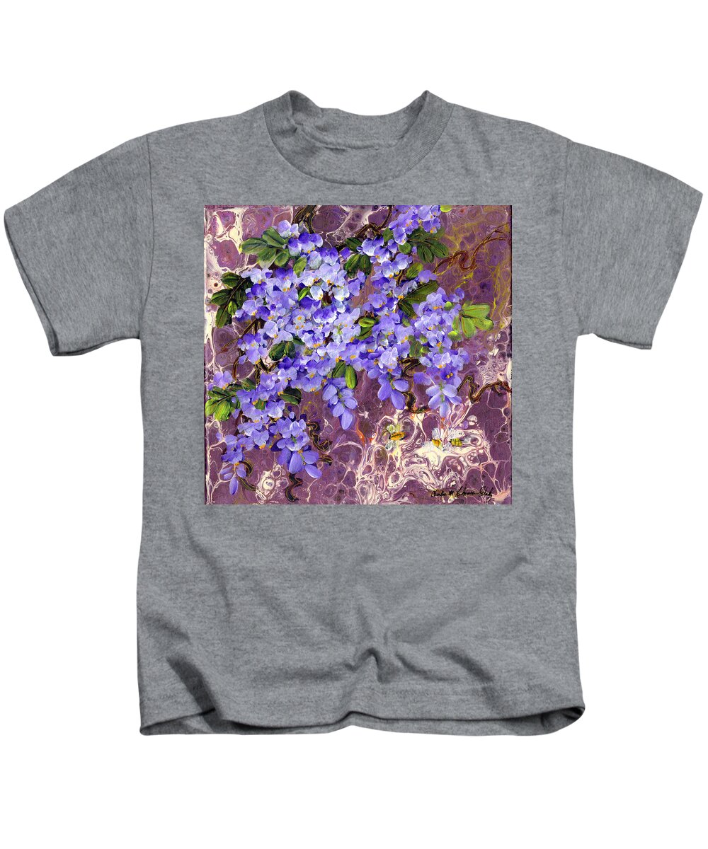 Wisteria Kids T-Shirt featuring the painting Wisteria by Charlene Fuhrman-Schulz