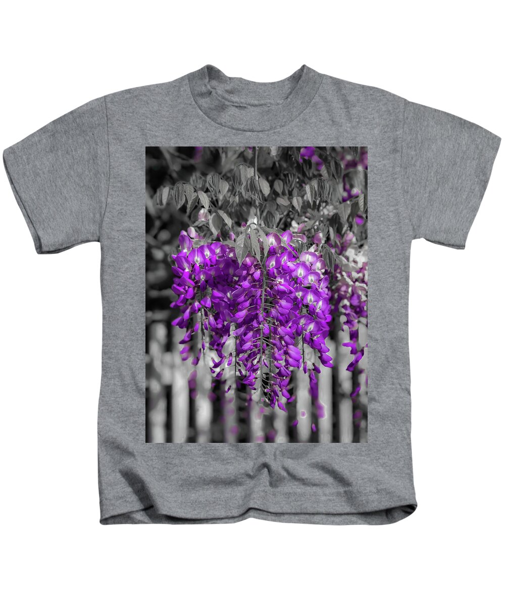 Wisteria Kids T-Shirt featuring the photograph Wisteria Falling by Lora J Wilson