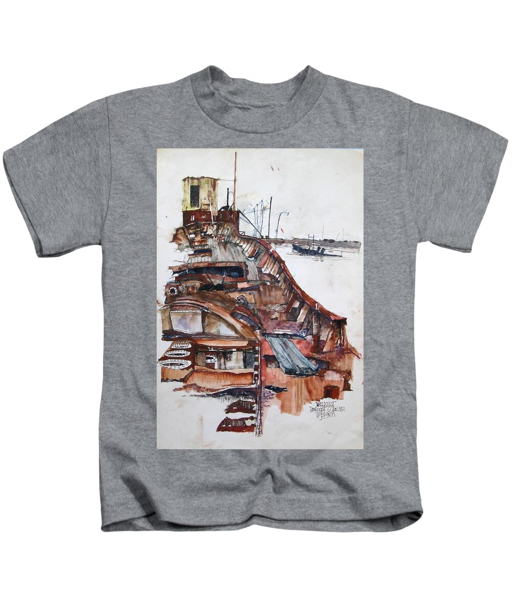  Kids T-Shirt featuring the painting WreckRust by Tim Johnson