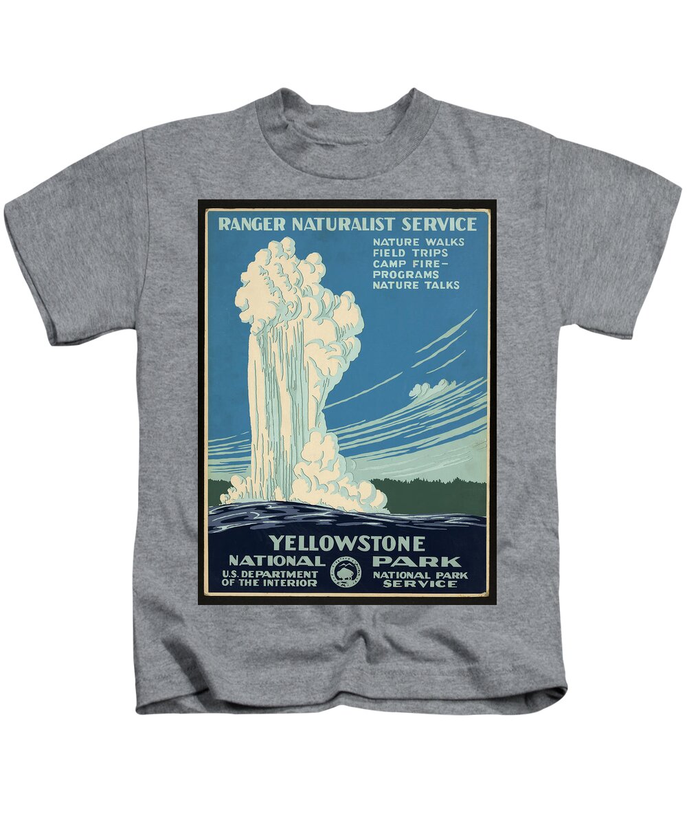 Poster Kids T-Shirt featuring the photograph Yellowstone National Park, Ranger Naturalist Service Vintage Pos by Mark Kiver