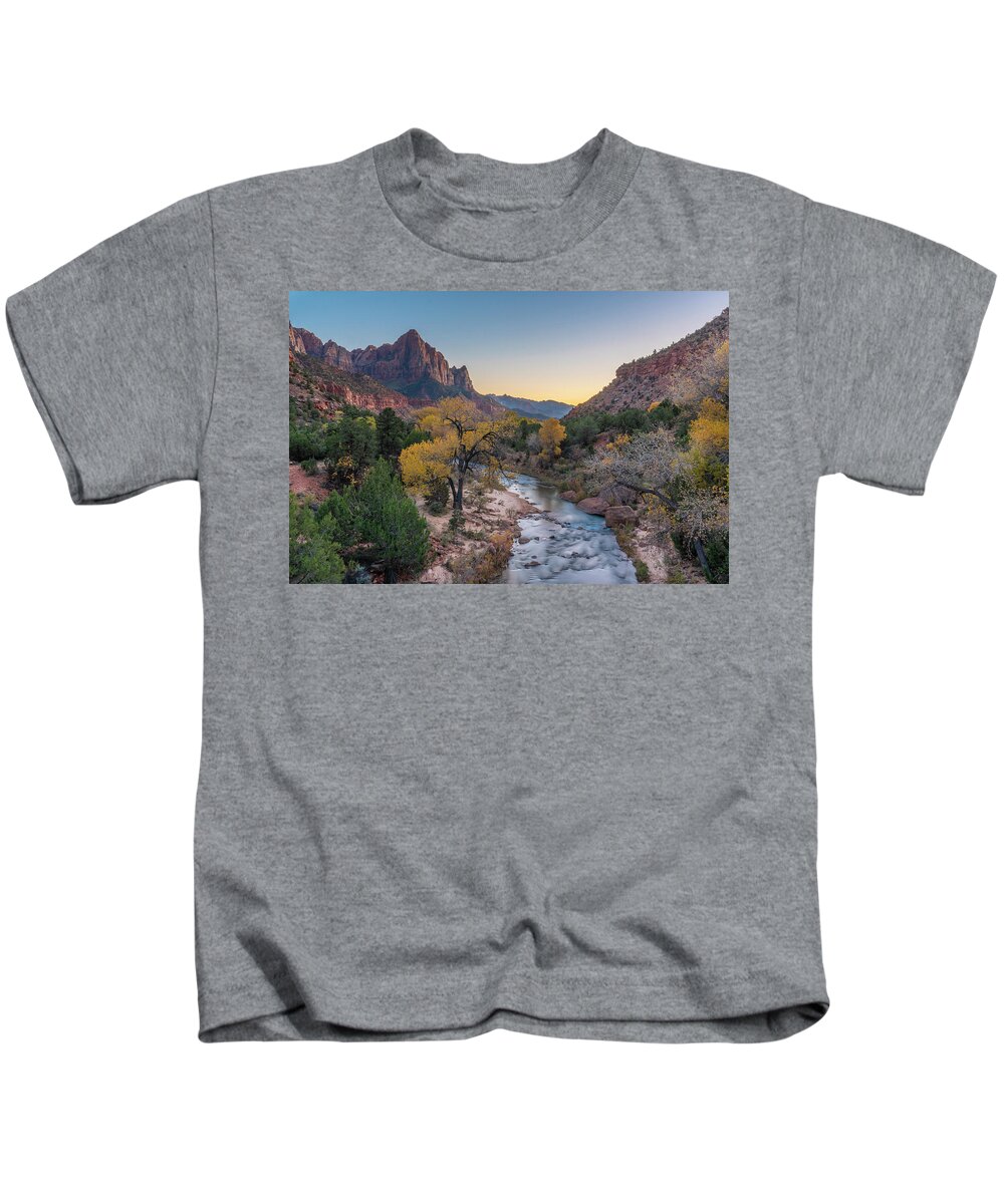 Virgin River Kids T-Shirt featuring the photograph Zion in November by Arthur Oleary