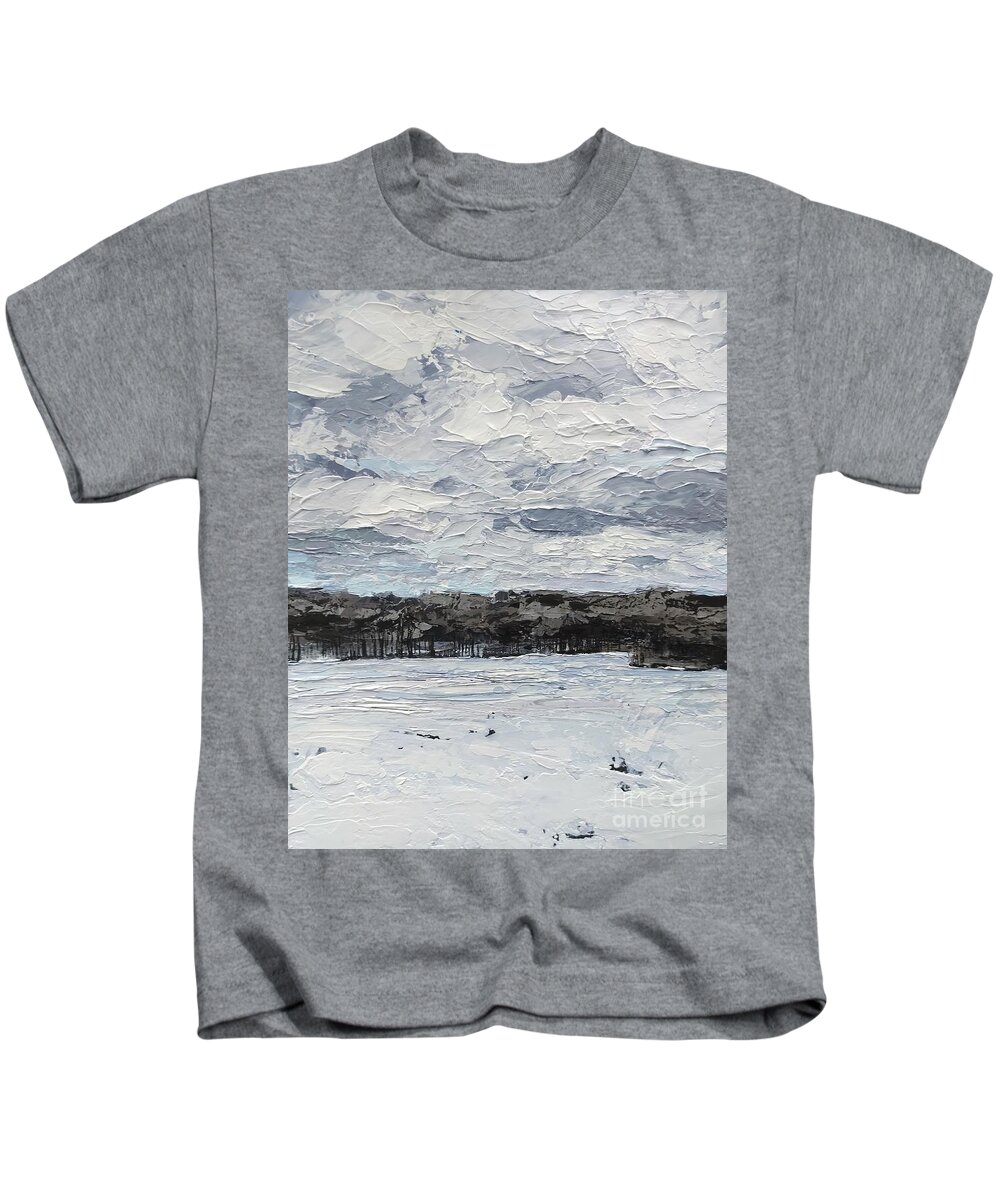 Original Kids T-Shirt featuring the painting A Winter Day at Cascade Park by Lisa Dionne