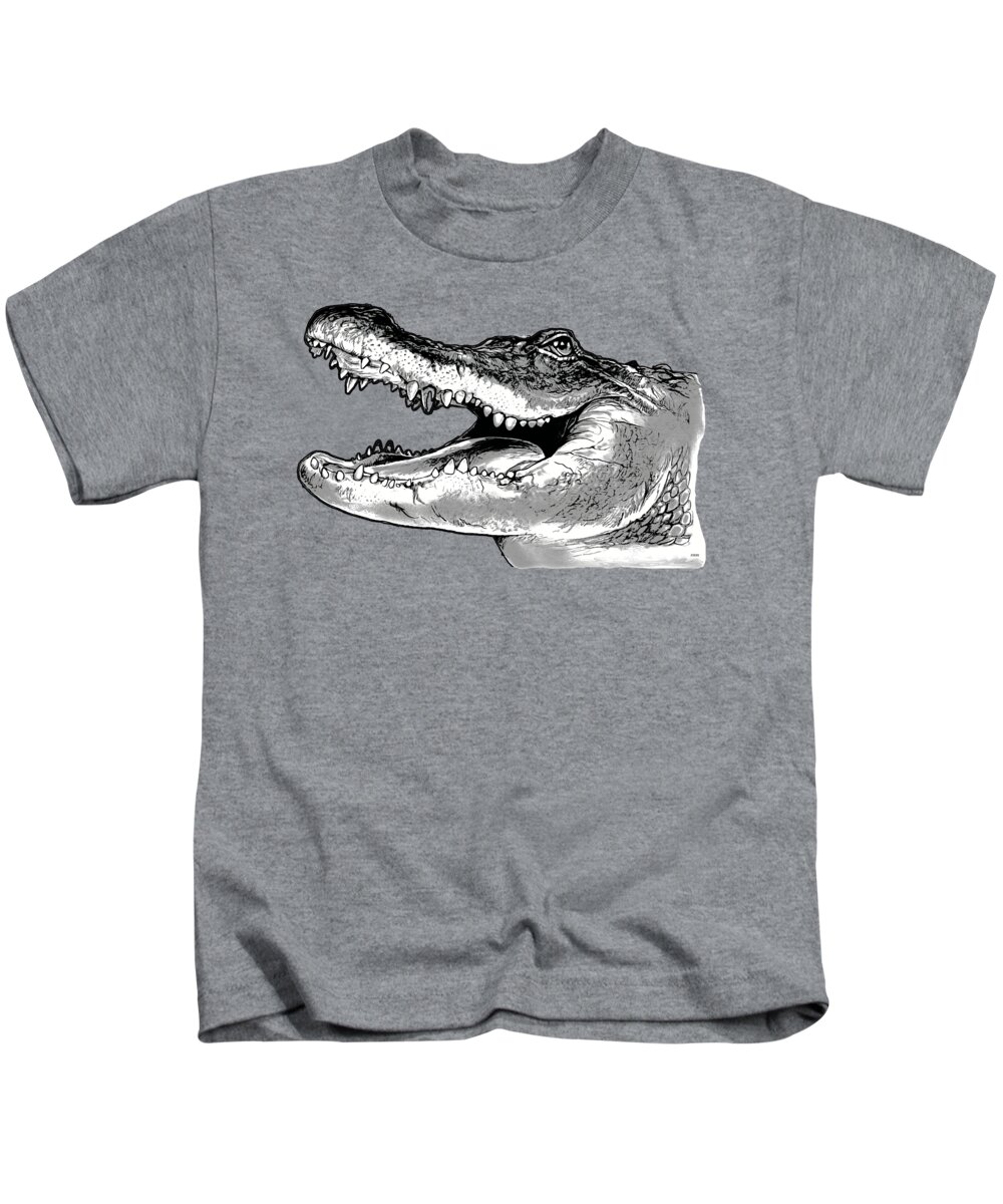 American Kids T-Shirt featuring the drawing American Alligator #1 by Greg Joens