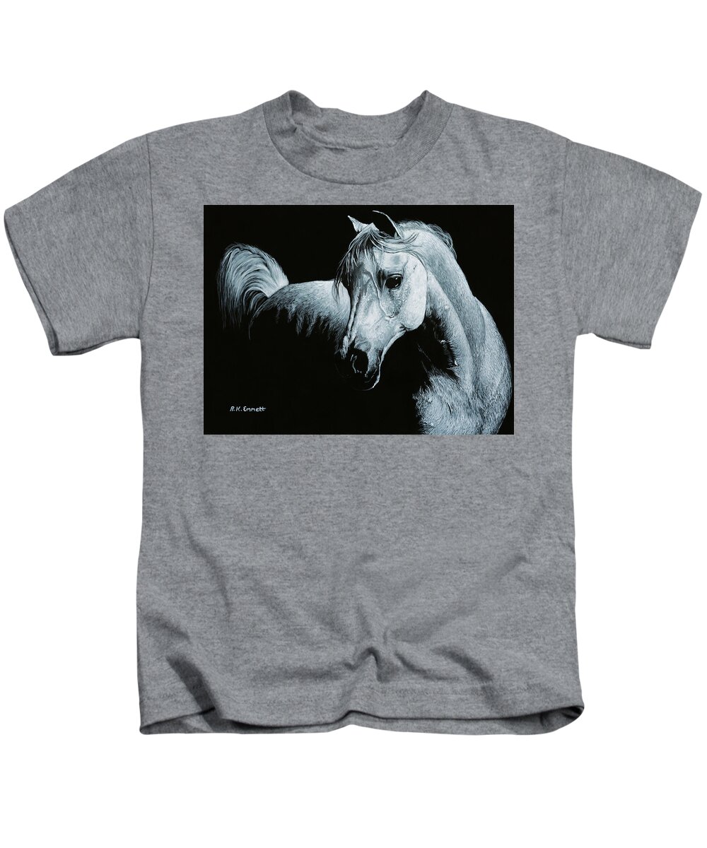 Horse Kids T-Shirt featuring the painting Arabian Grace #1 by Rachel Emmett