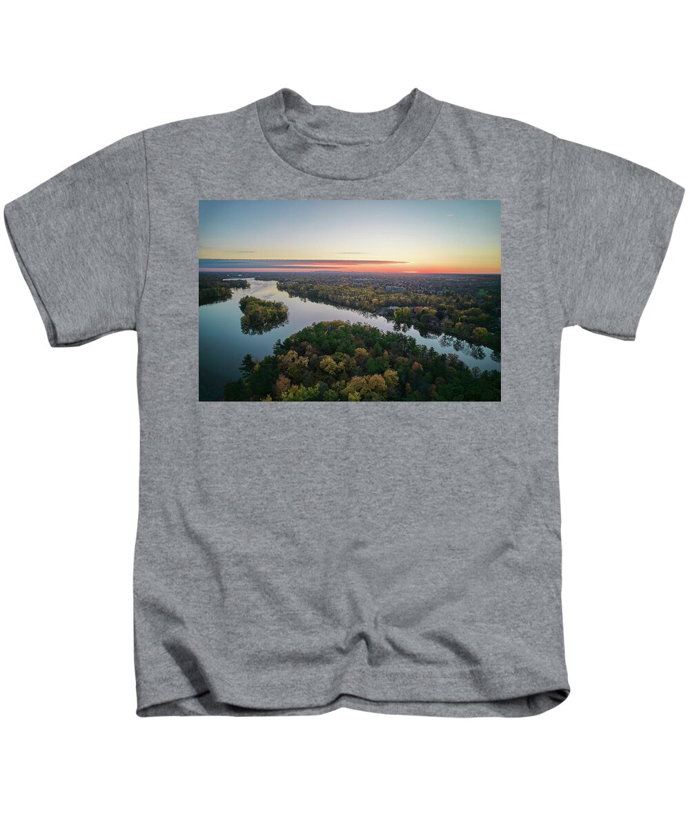 Drone Kids T-Shirt featuring the photograph Areal Sunset on the MilleIles river by Carl Marceau