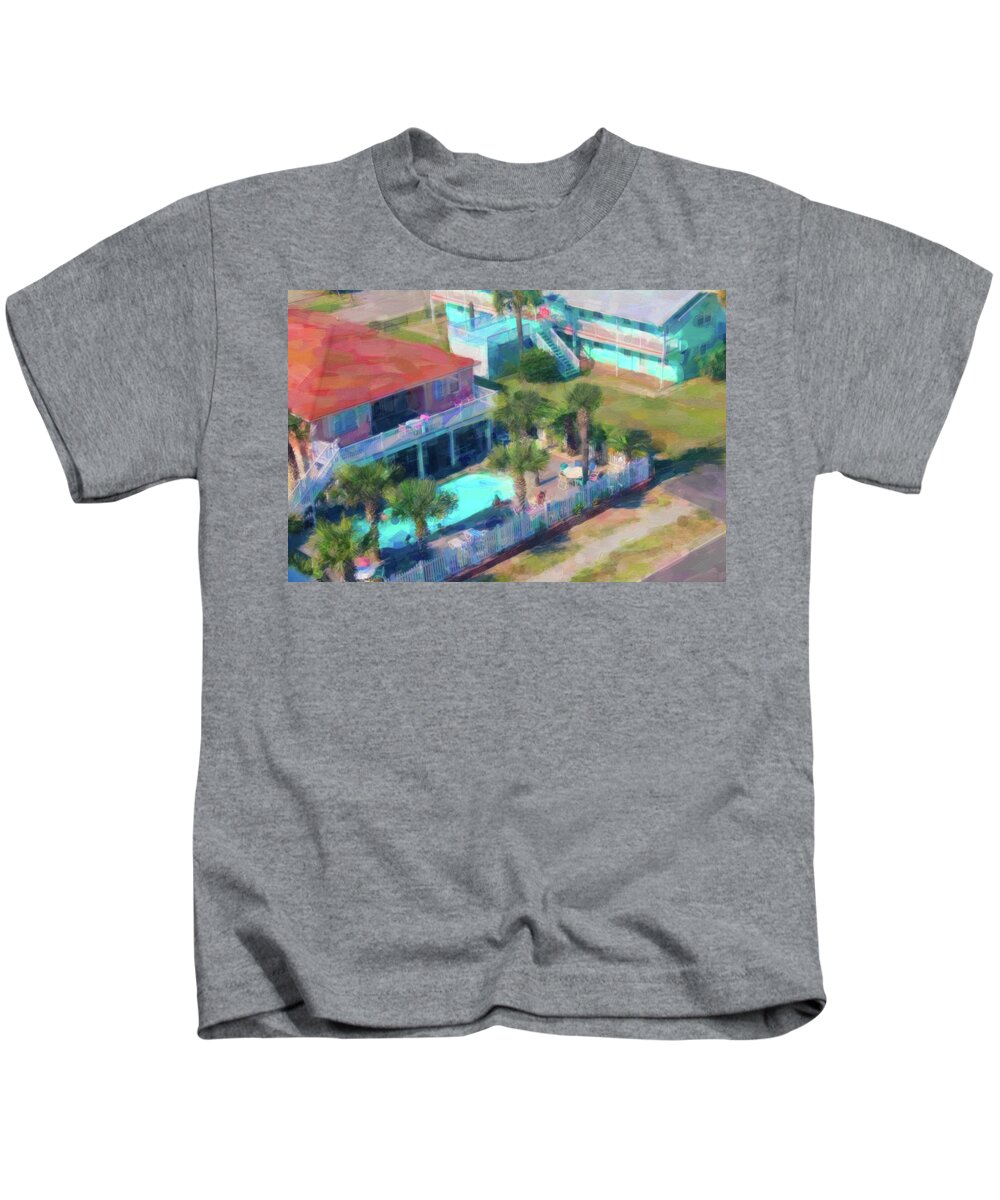 Beach Kids T-Shirt featuring the painting Beach house by Darrell Foster