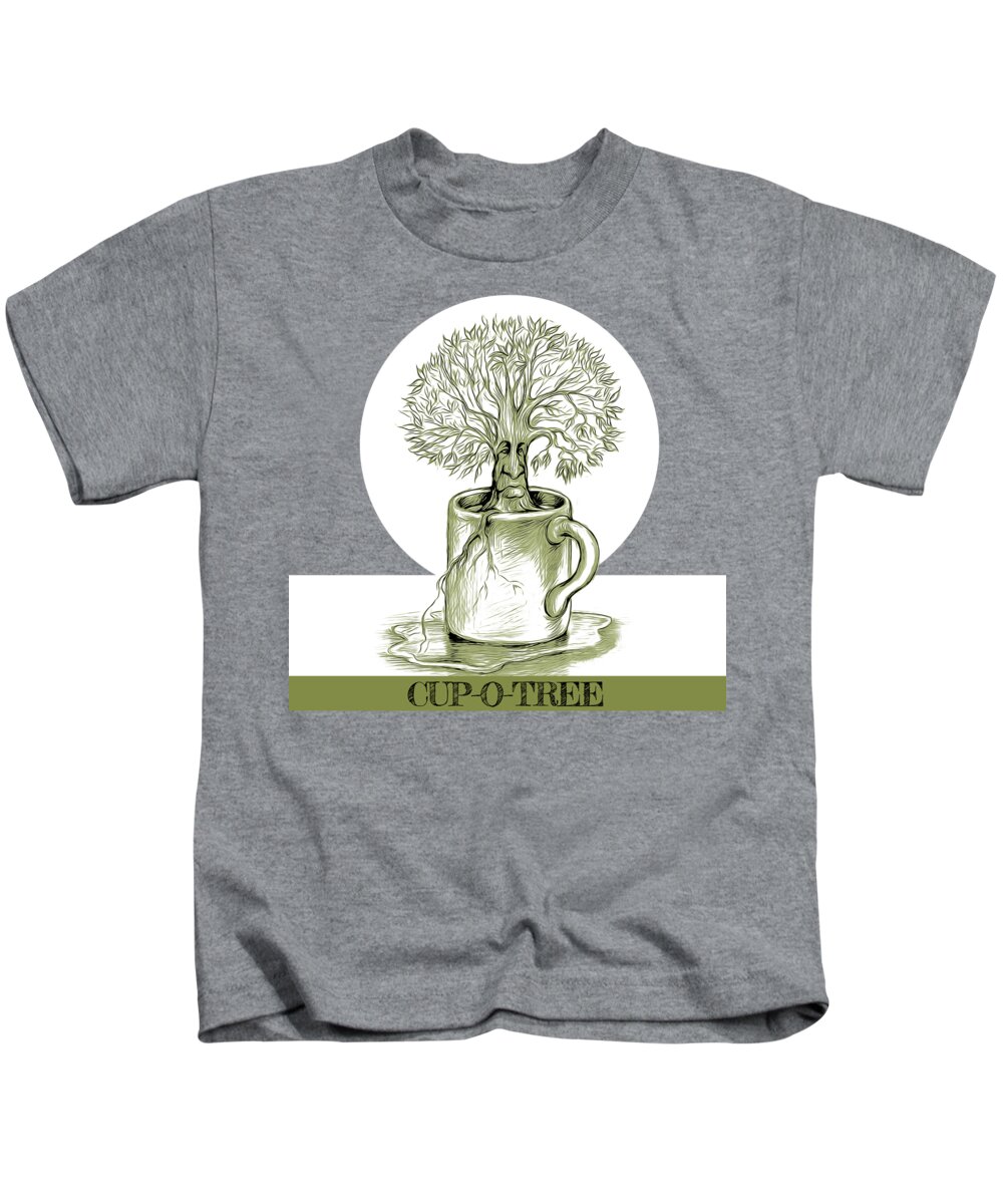 Coffee Kids T-Shirt featuring the mixed media Cup O Tree #1 by Greg Joens
