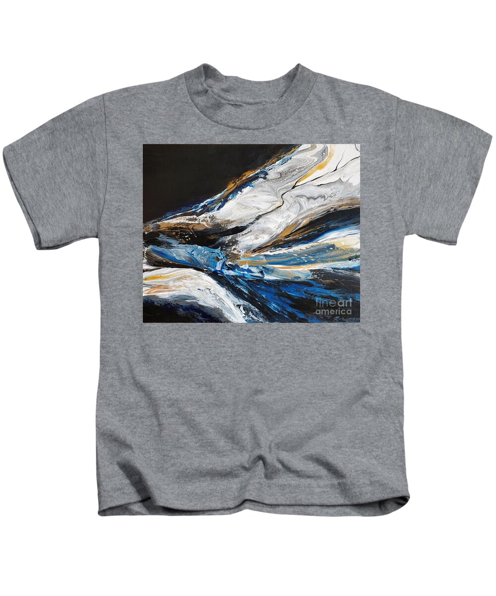 Abstract Kids T-Shirt featuring the painting Momentum by Deborah Ronglien