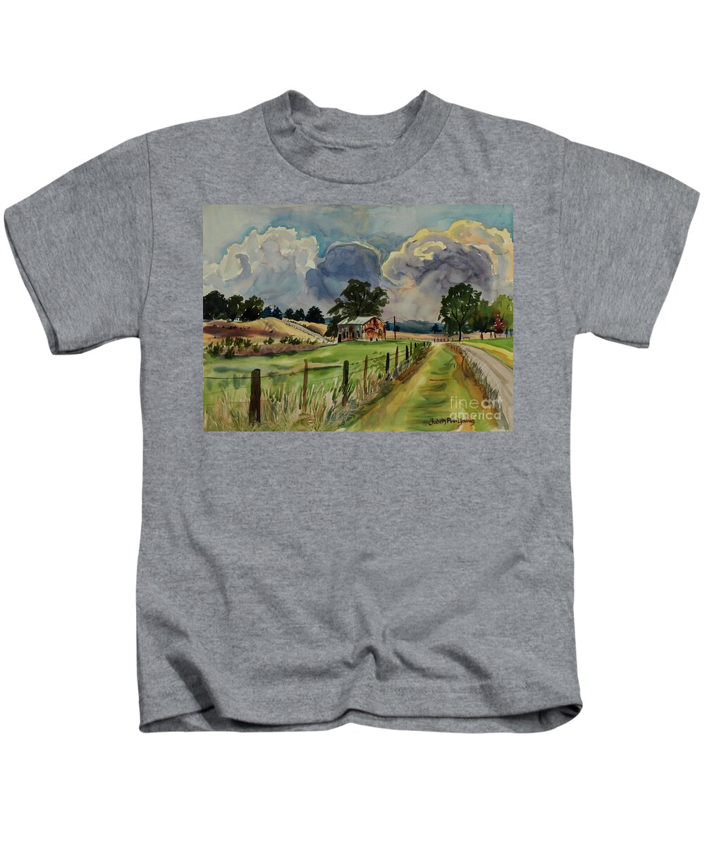 Barnesville Kids T-Shirt featuring the painting Old Gin Mill by Judith Young