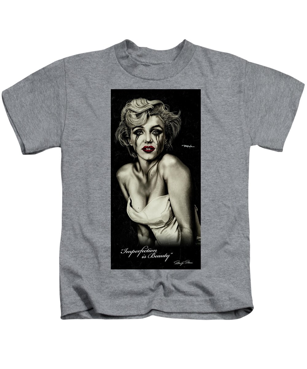 Marilyn Monroe Kids T-Shirt featuring the painting The True Marilyn #1 by Dan Menta