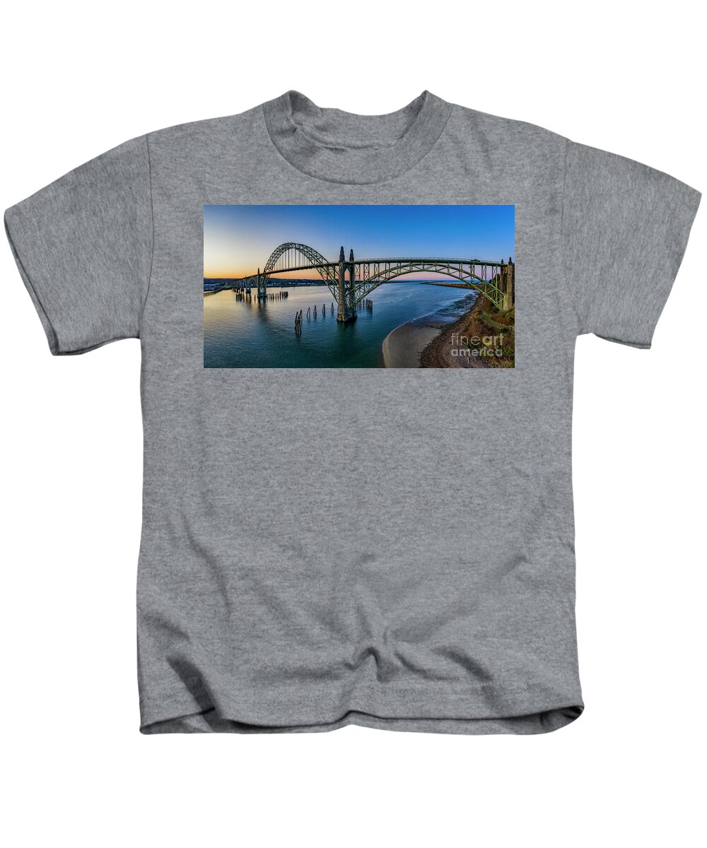 Yaquina Bay Bridge Newport Oregon Kids T-Shirt featuring the photograph Yaquina Bay Bridge Newport Oregon #1 by Dustin K Ryan