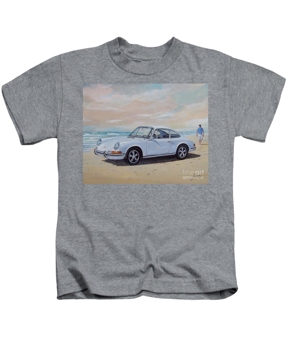 Automotive Art Kids T-Shirt featuring the painting 1967 Porsche 911 s coupe by Sinisa Saratlic