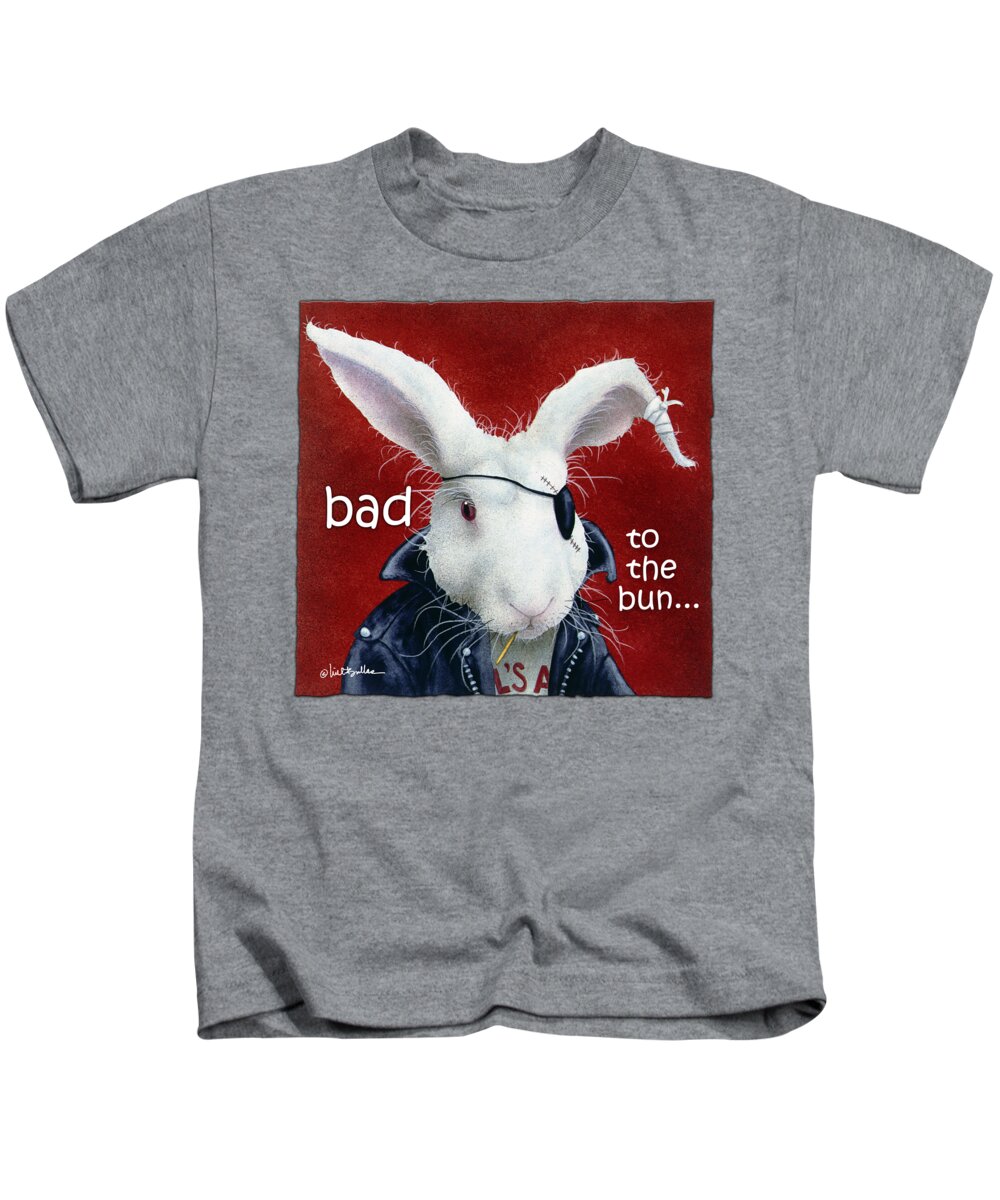 Art Kids T-Shirt featuring the painting Bad To The Bun... #2 by Will Bullas