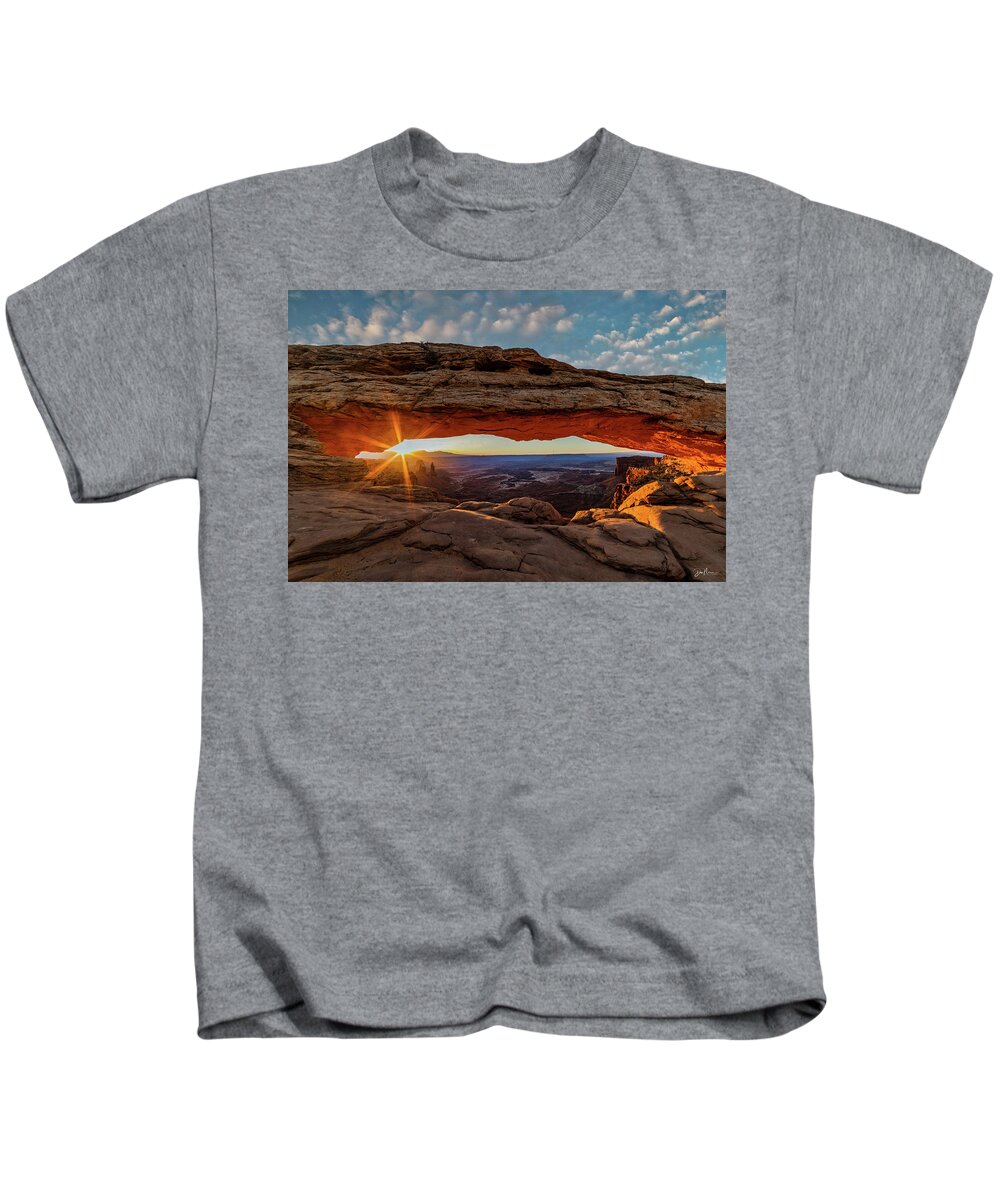 Mesa Arch Kids T-Shirt featuring the photograph Mesa Arch Sunrise #2 by Dan Norris