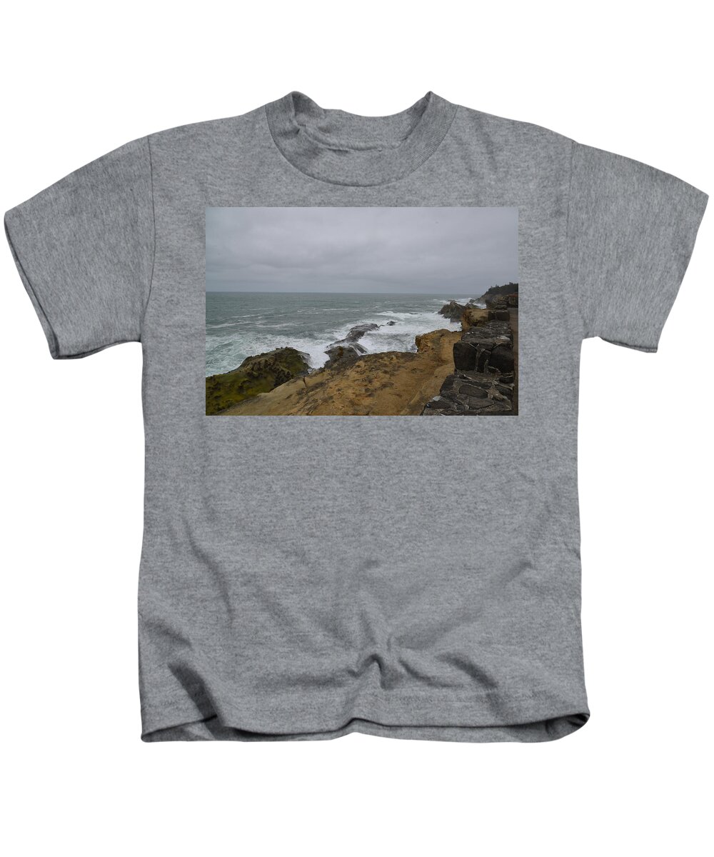 Shore Acres State Park West Of Coos Bay Oregon Kids T-Shirt featuring the photograph Shore Acres State Park west of Coos Bay Oregon #6 by Lawrence Christopher
