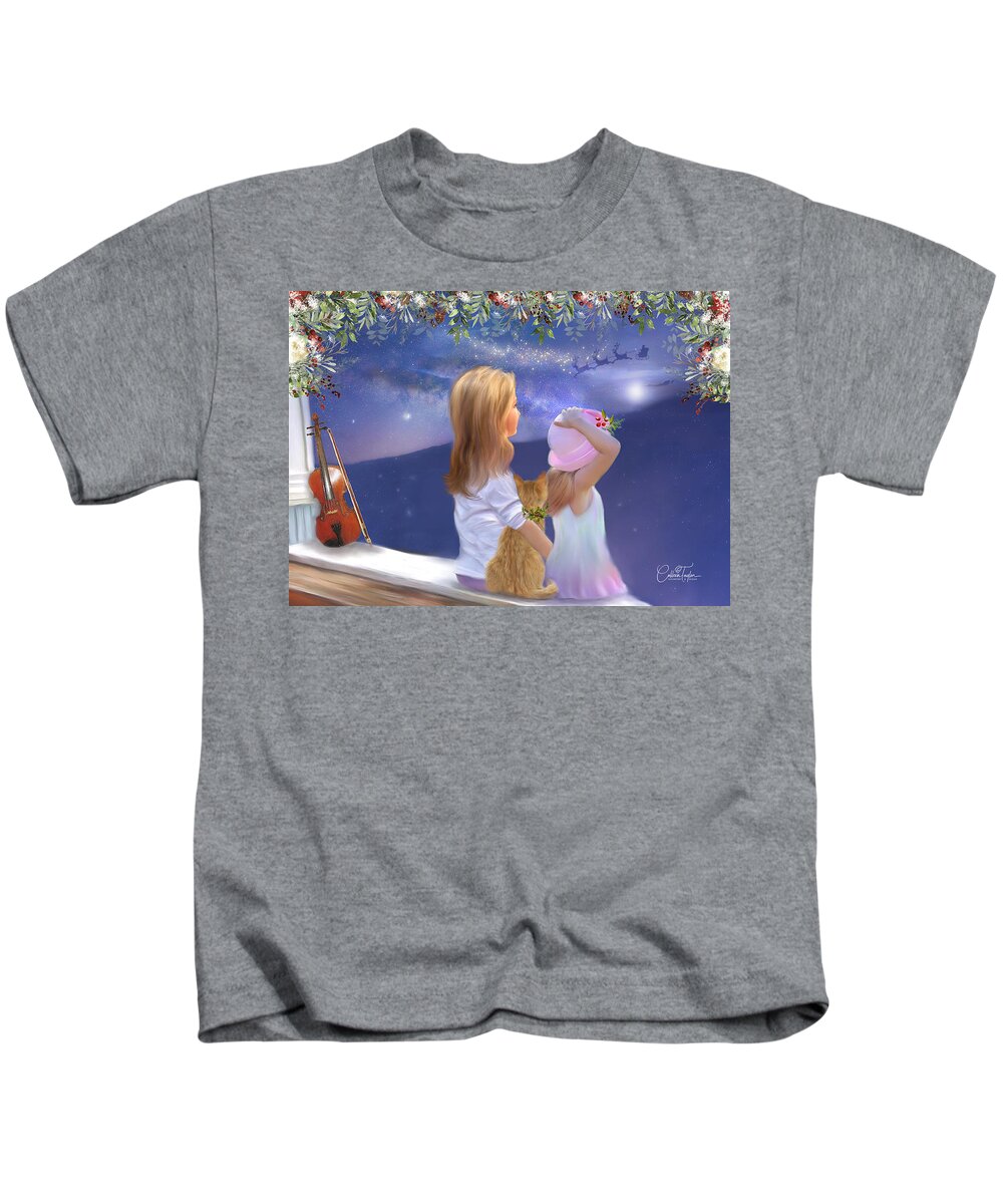 Christmas Kids T-Shirt featuring the mixed media 2019 Christmas Card by Colleen Taylor