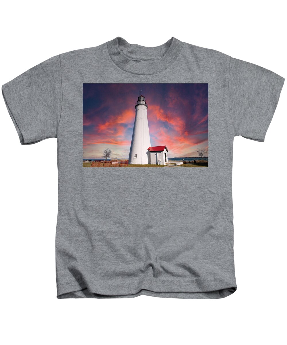  Kids T-Shirt featuring the photograph Fort Gratiot Lighthouse in Michigan by Eldon McGraw