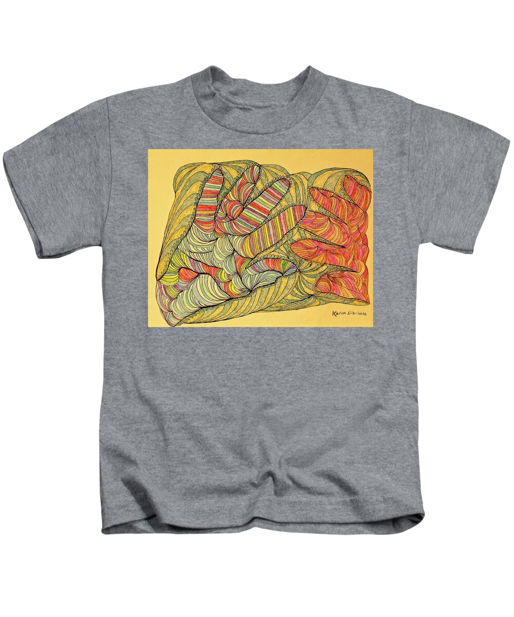 Hands Kids T-Shirt featuring the drawing A Touching Experience by Karen Nice-Webb