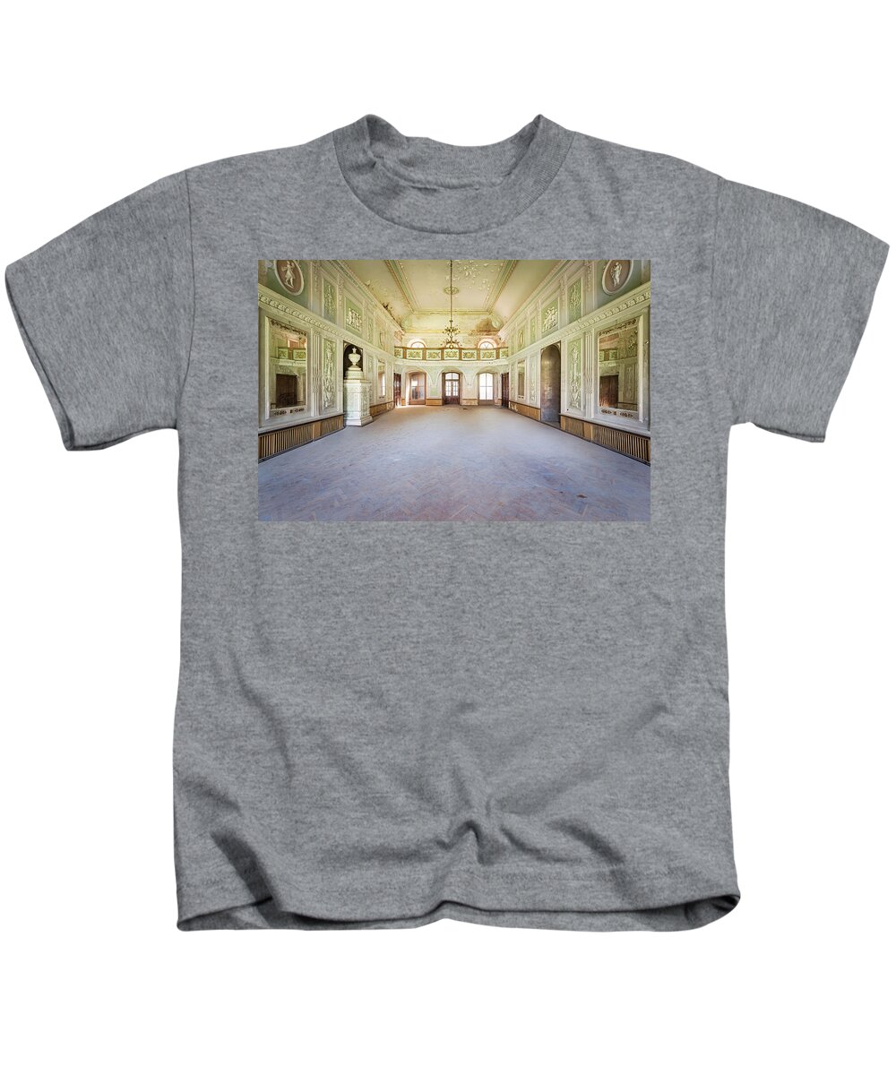 Abandoned Kids T-Shirt featuring the photograph Abandoned Green Ballroom by Roman Robroek