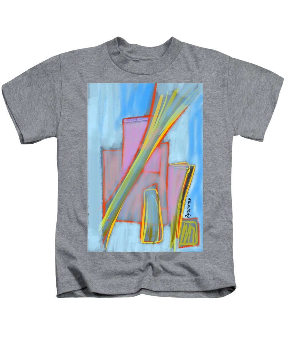 Light Blue Kids T-Shirt featuring the digital art Abstract #3 by Ljev Rjadcenko