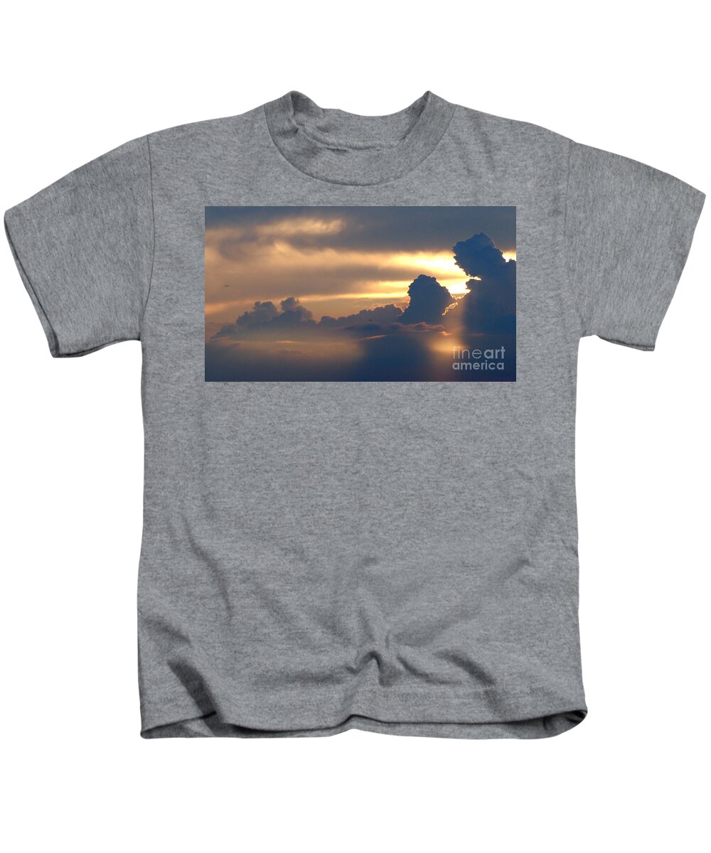 Look Up Kids T-Shirt featuring the photograph Adrift in the Golden Splendor by Tony Lee