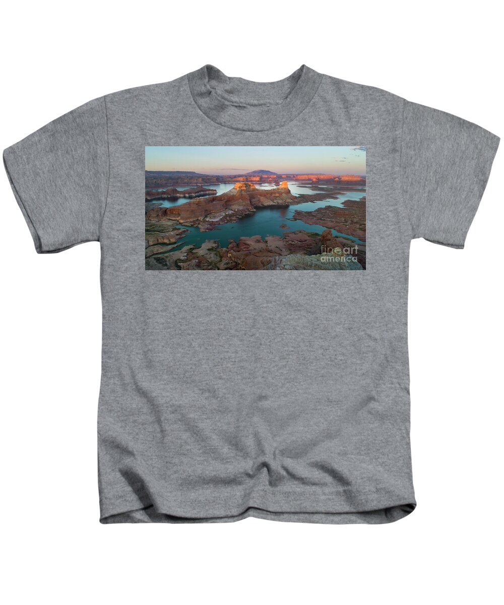 Alstrom Point Kids T-Shirt featuring the photograph Aerial View of Alstrom Point, Page Arizona by Keith Kapple