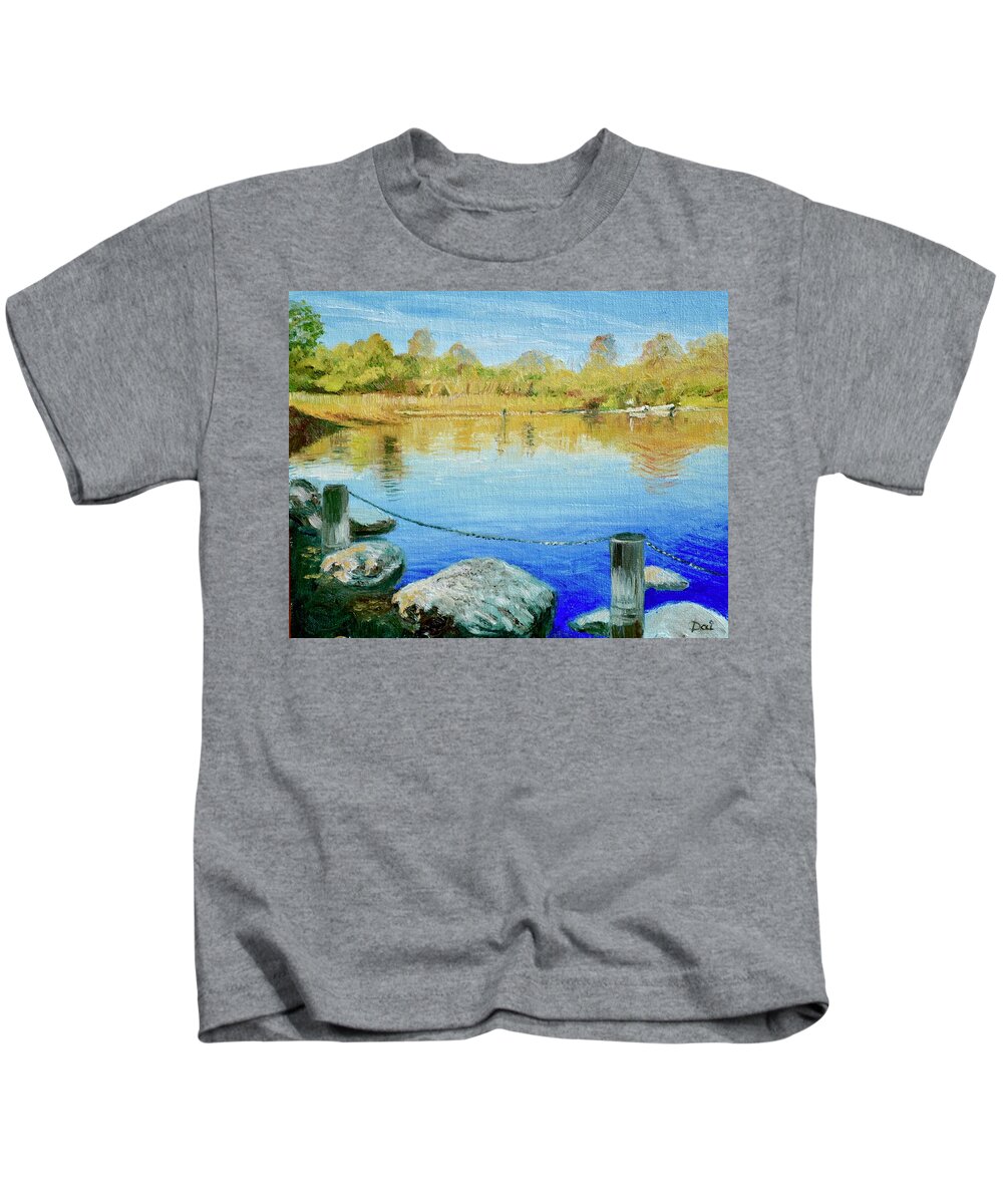 Lake Kids T-Shirt featuring the painting Afternoon at Alphington Quarry by Dai Wynn