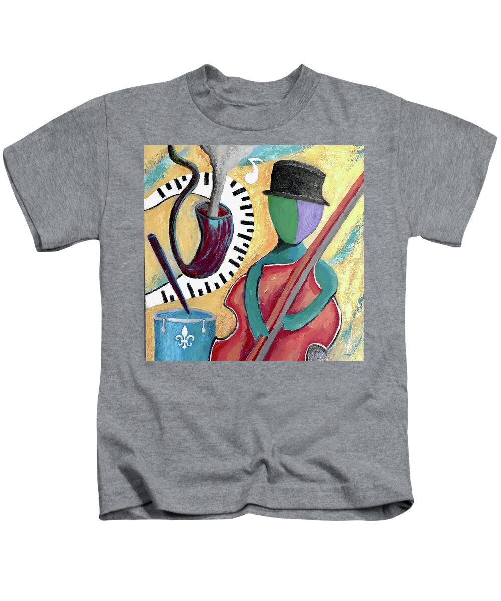 Jazz Kids T-Shirt featuring the painting All That Jazz by Victoria Lakes
