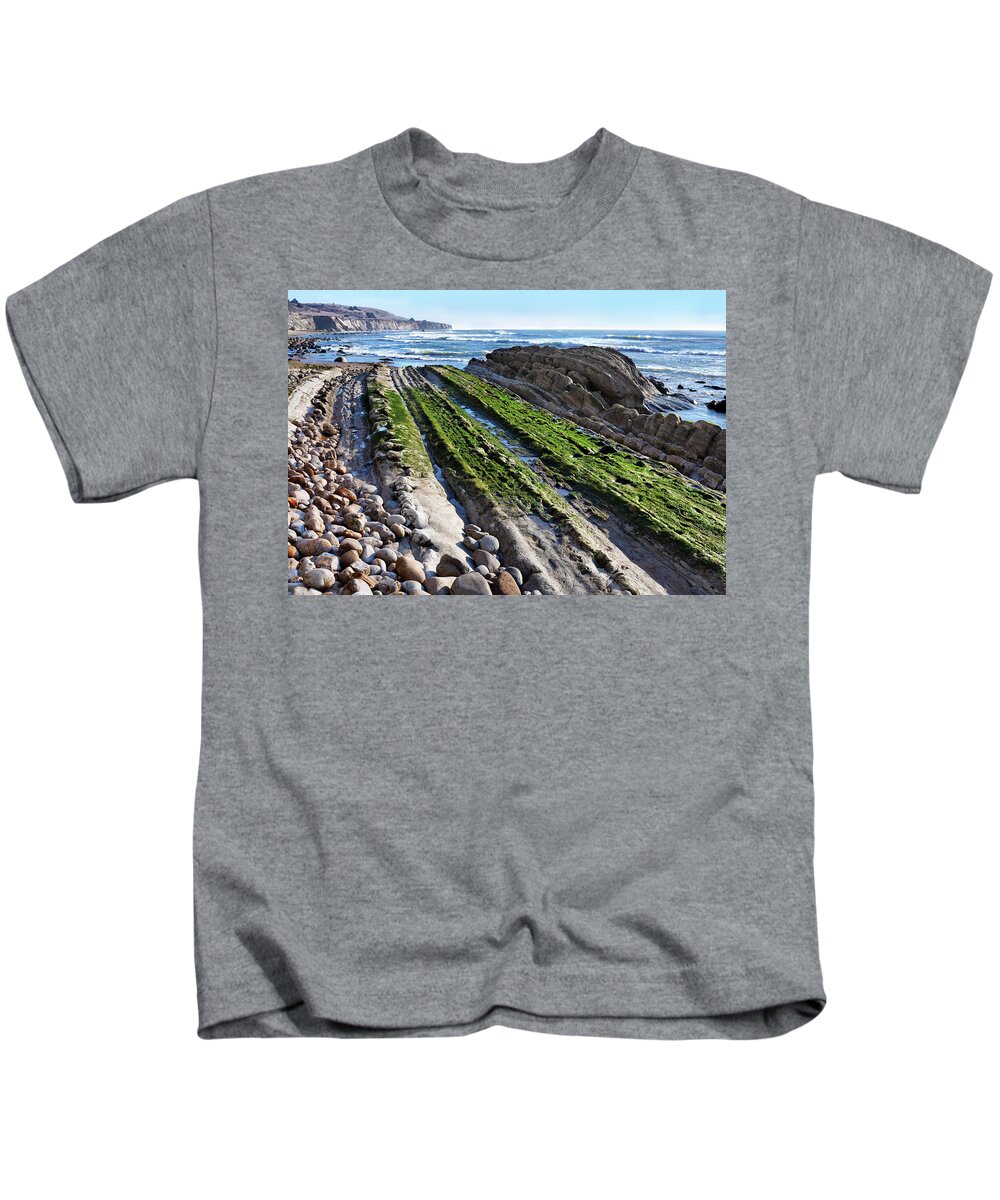 Bowling Ball Beach Kids T-Shirt featuring the photograph Alleys and Hogbacks at Bowling Ball Beach by Kathleen Bishop