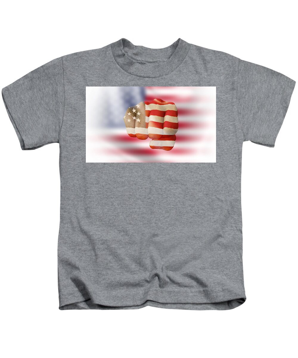 America Kids T-Shirt featuring the photograph American Flag - Stay Strong USA by Amelia Pearn
