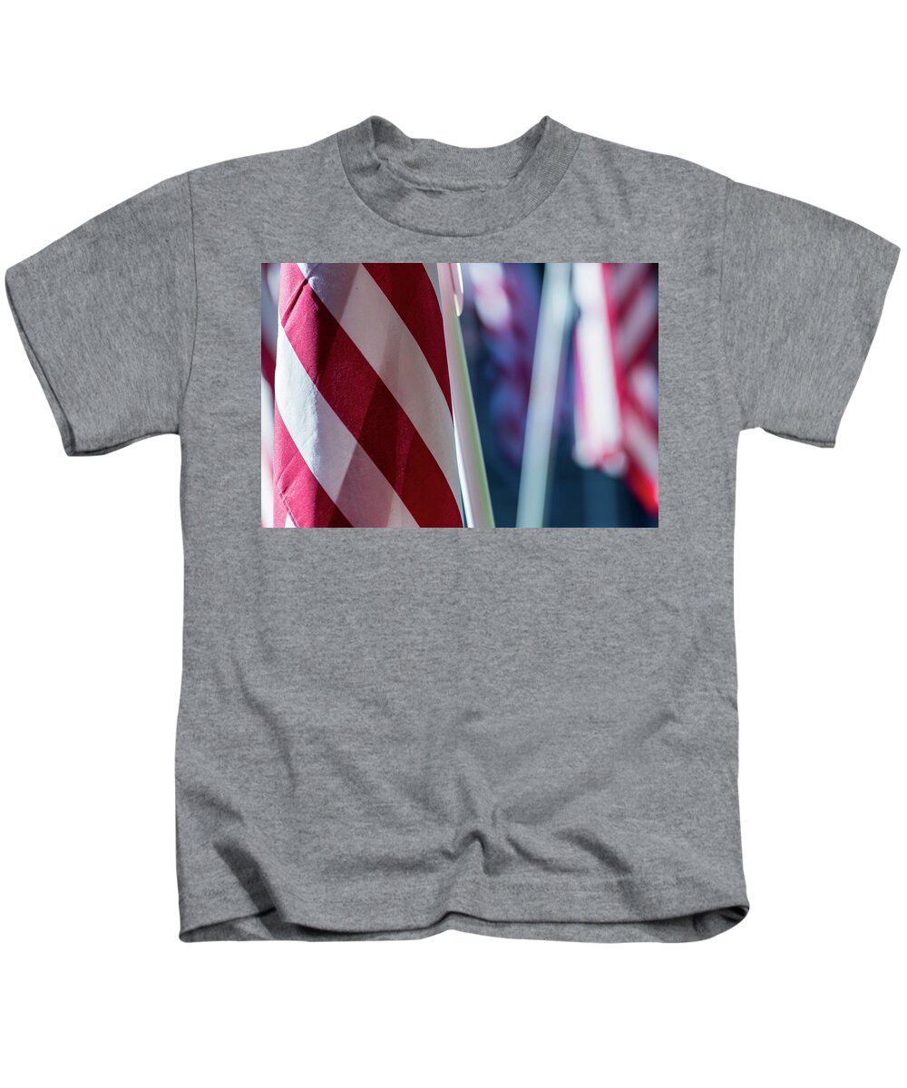 Flag Kids T-Shirt featuring the photograph American Flags 3 by Amelia Pearn