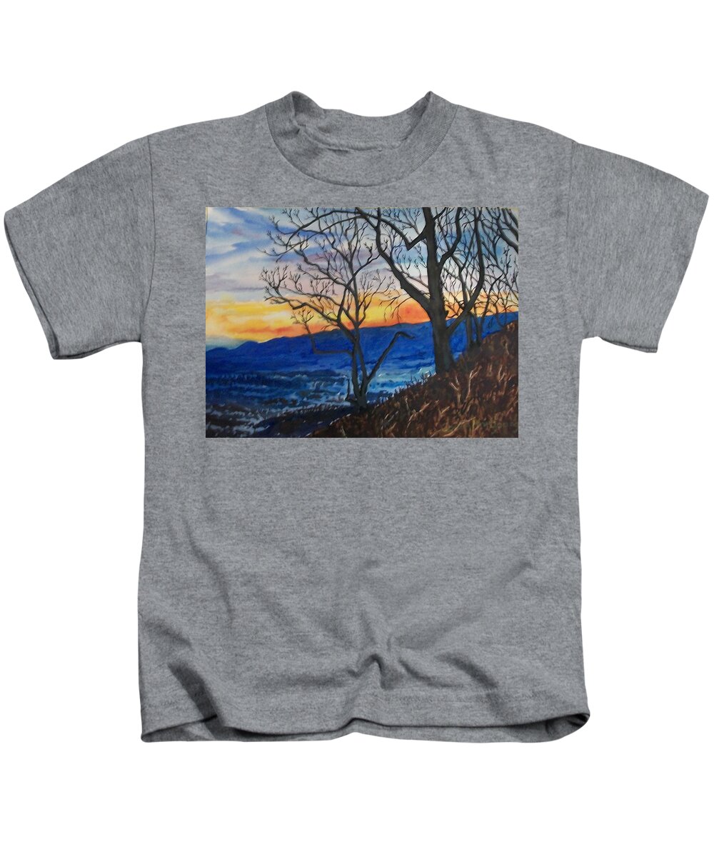 Sunset Kids T-Shirt featuring the painting Amicalola Falls SOLD by Judith Young